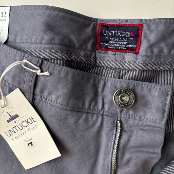 UNTUCKit Men’s Straight Fit 5-Pocket Pima Cotton Pant 34x32 Gray New - Picture 4 of 7